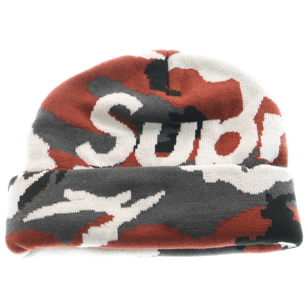 SUPREME(シュプリーム) 25AW Camo Big Logo Beanie カモ ビッグロゴ ビーニー ニット帽 帽子 レッド/グレー