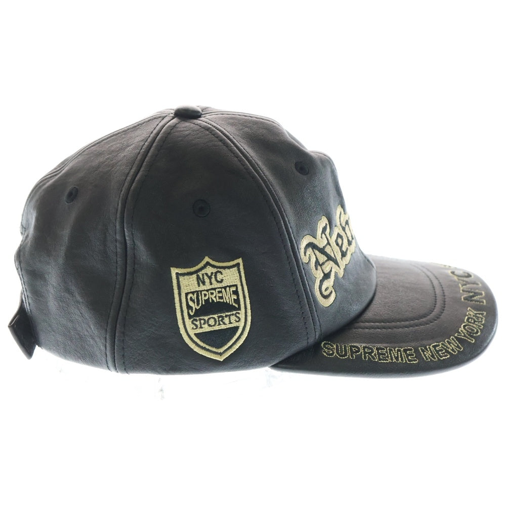 SUPREME(シュプリーム) 25AW New York Leather 6-Panel ニューヨーク レザー 6パネル キャップ 帽子 ブラック