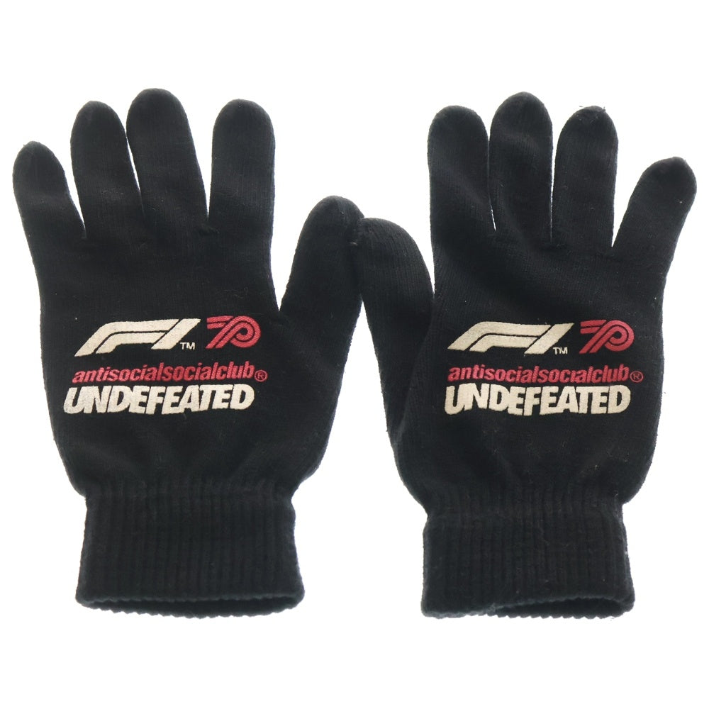 UNDEFEATED(アンディフィーテッド) ×Anti Social Social Club F1 Gloves ロゴプリント グローブ 手袋 ブラック