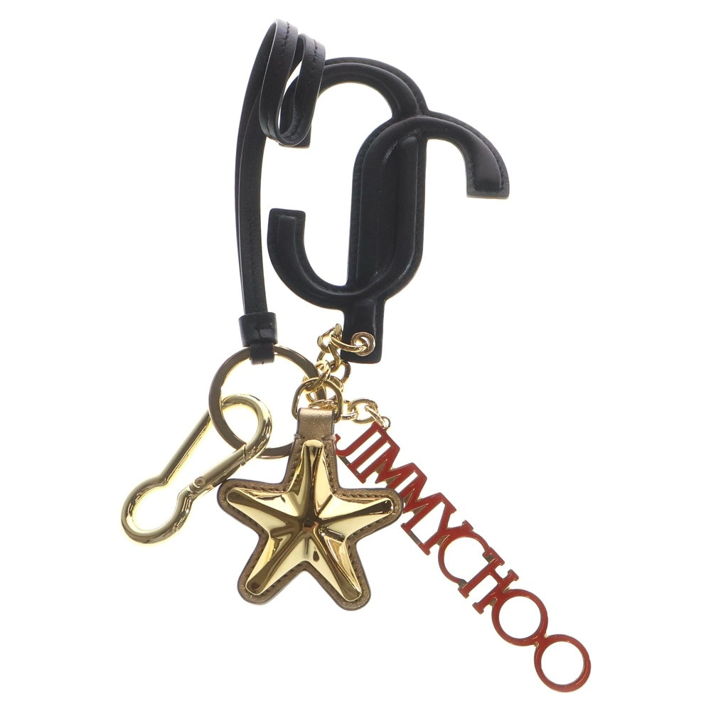 JIMMY CHOO(ジミーチュウ) ロゴ キーホルダー バッグチャーム ゴールド/ブラック