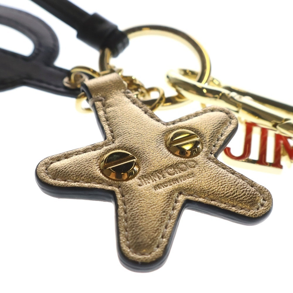 JIMMY CHOO(ジミーチュウ) ロゴ キーホルダー バッグチャーム ゴールド/ブラック