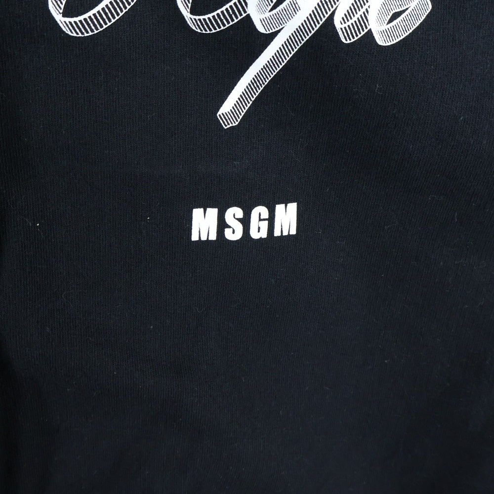 MSGM(エムエスジーエム) グラフィック ロゴプリント スウェット プルオーバーパーカー ブラック 3141MDM174