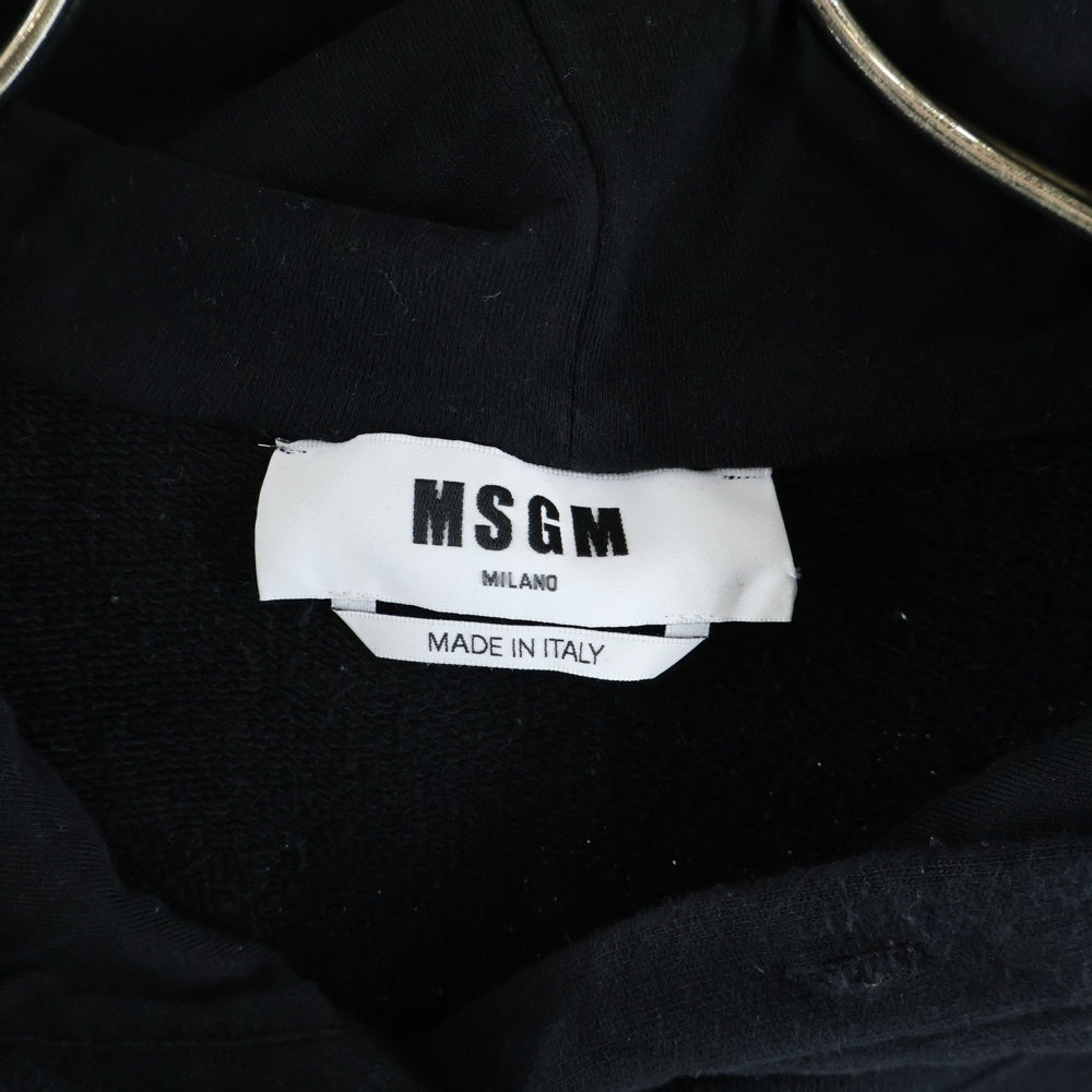 MSGM(エムエスジーエム) グラフィック ロゴプリント スウェット プルオーバーパーカー ブラック 3141MDM174