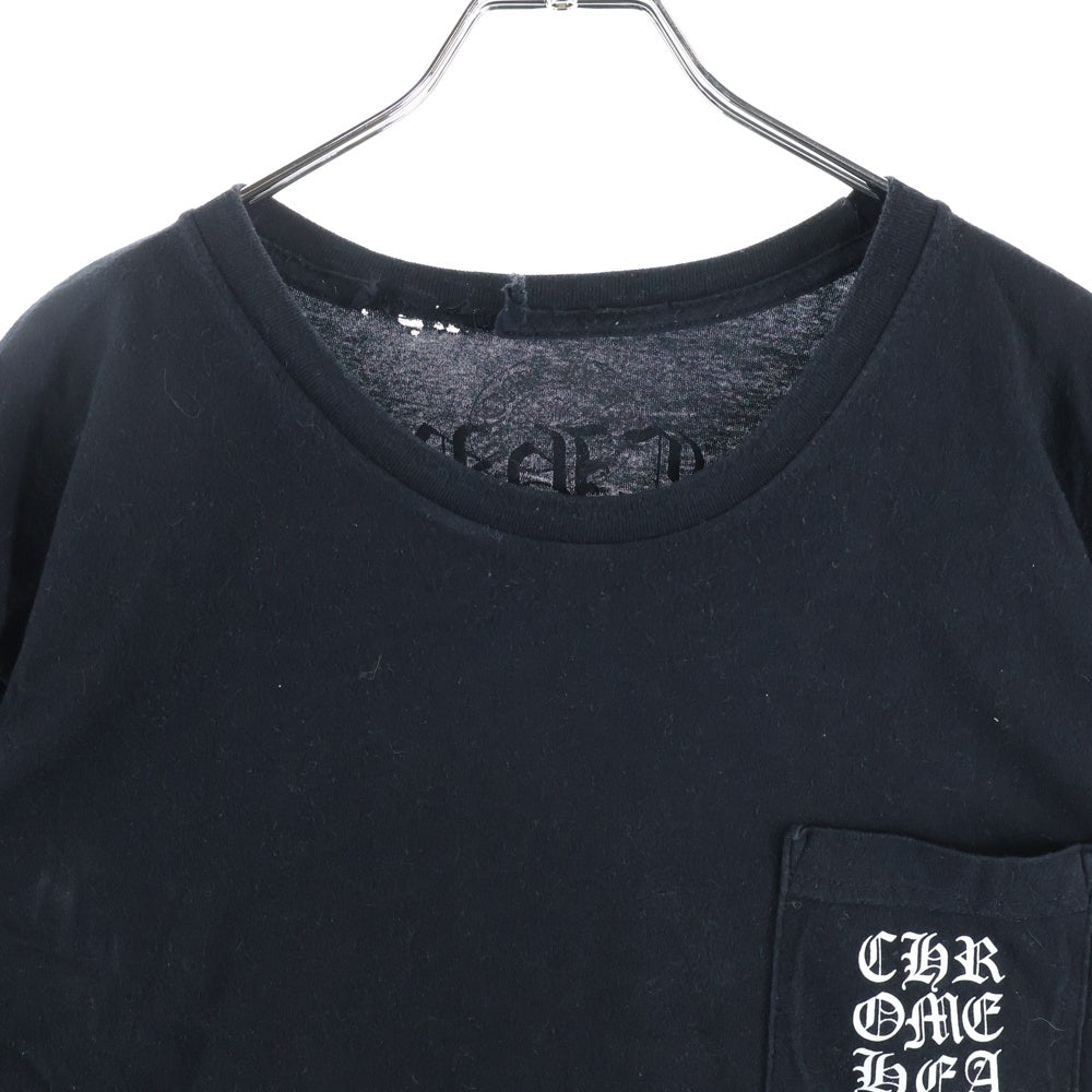 CHROME HEARTS(クロムハーツ) ヴァーティカルロゴプリント クルーネック 半袖Tシャツカットソーブラック