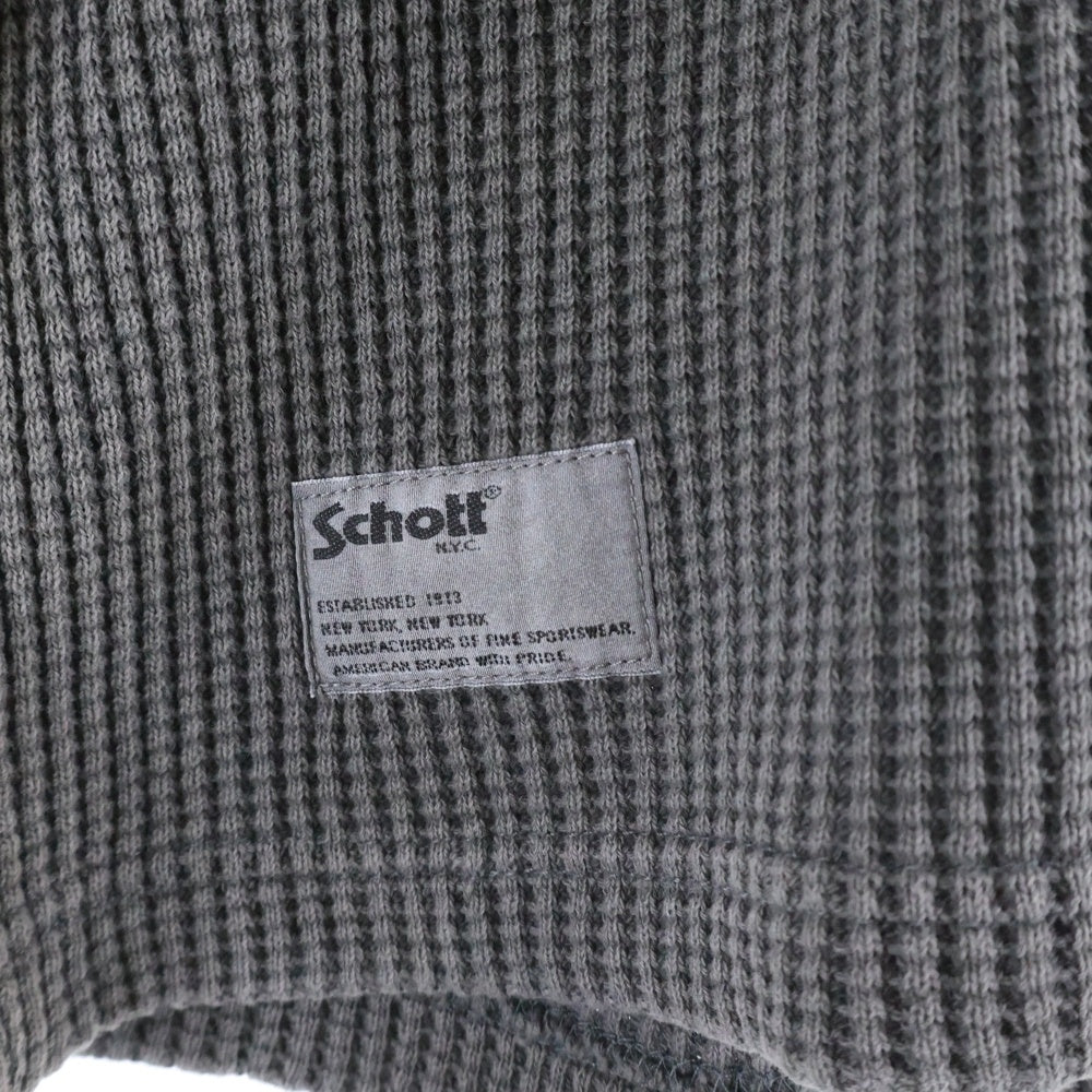 SCHOTT(ショット) THERMAL PIGMENT O/D HENRY NECK T-SHIRT サーマル ピグメントワッフル ヘンリーネック 長袖Tシャツ ブラック 7823930006