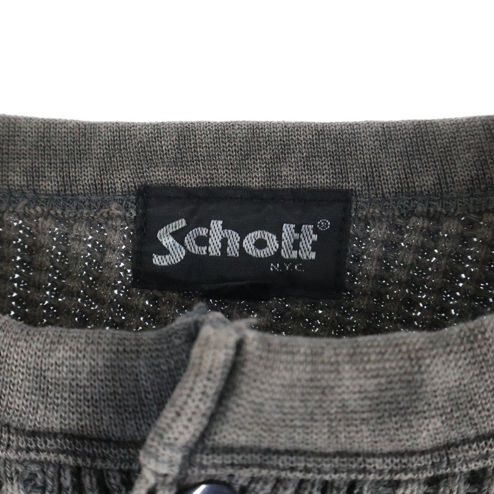 SCHOTT(ショット) THERMAL PIGMENT O/D HENRY NECK T-SHIRT サーマル ピグメントワッフル ヘンリーネック 長袖Tシャツ ブラック 7823930006