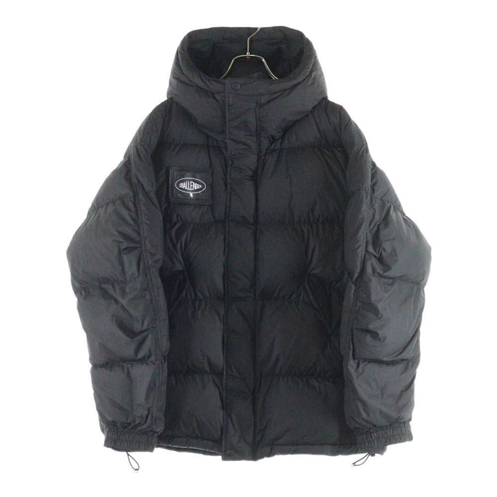 CHALLENGER(チャレンジャー) HOODED DOWN JACKET ロゴパッチ フーデッド ジップアップ 中綿ダンジャケット ブラック CLG-JK 022-009