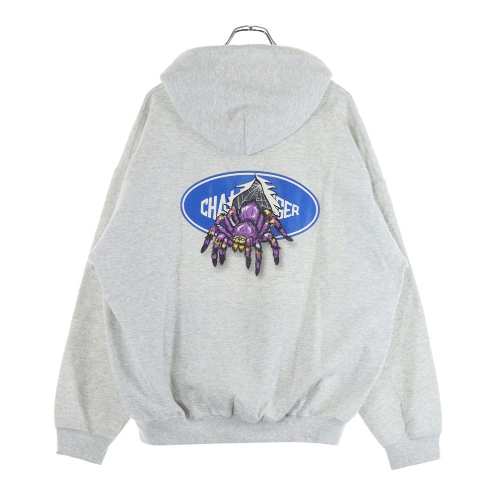 CHALLENGER(チャレンジャー) LOGO SPIDER HOODIE スパーダーロゴプリント プルオーバーパーカー スウェットフーディ グレー