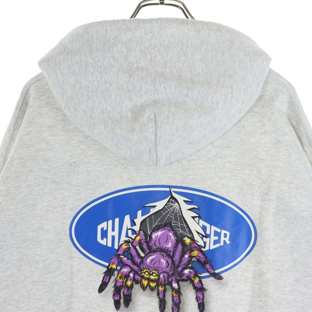 CHALLENGER(チャレンジャー) LOGO SPIDER HOODIE スパーダーロゴプリント プルオーバーパーカー スウェットフーディ グレー