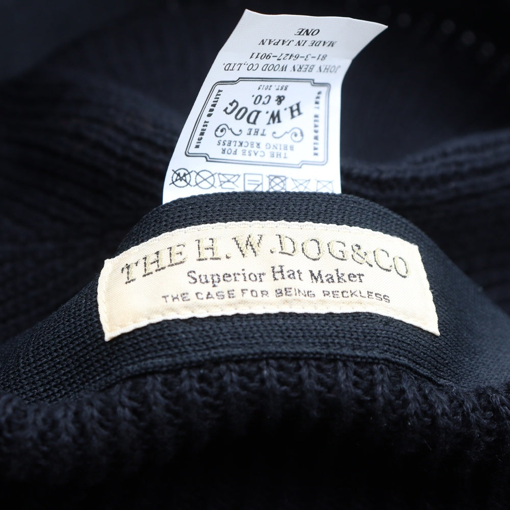 THE H.W.DOG&CO(ドッグアンドコー) COTTON CLUB BIG BERET リブ編み ニットベレー帽 帽子 ブラック D-00924