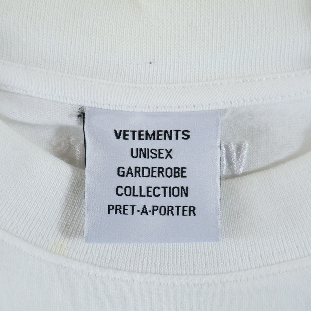 VETEMENTS(ヴェトモン) Only T-Shirt ロゴプリントクルーネック半袖Tシャツカットソー ホワイト UA63TR161W