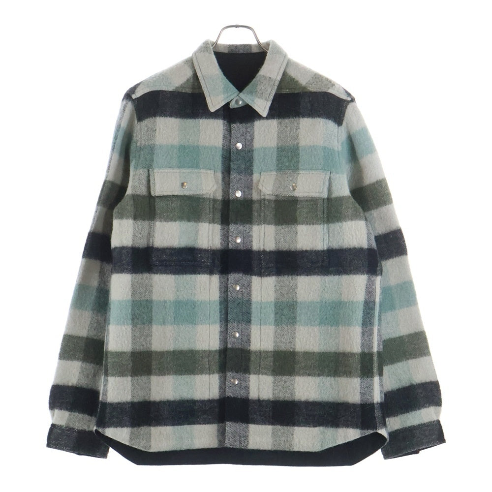 Rick Owens(リックオウエンス) 22AW アルパカ混 チェックシャツジャケット グレー RU02B2729-WFP