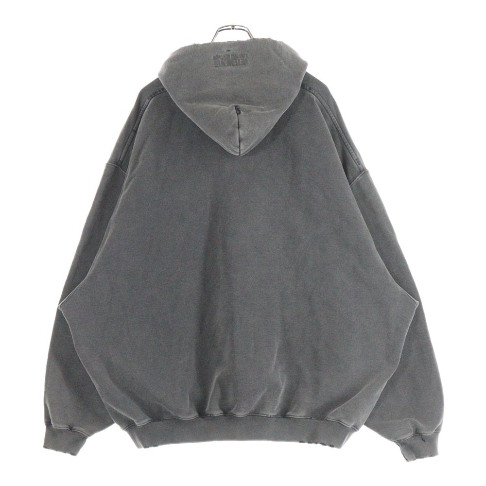 VETEMENTS(ヴェトモン) TEASE ME FADED HOODIE フロント プリント オーバーサイズ スウェットプルオーバーパーカー グレー