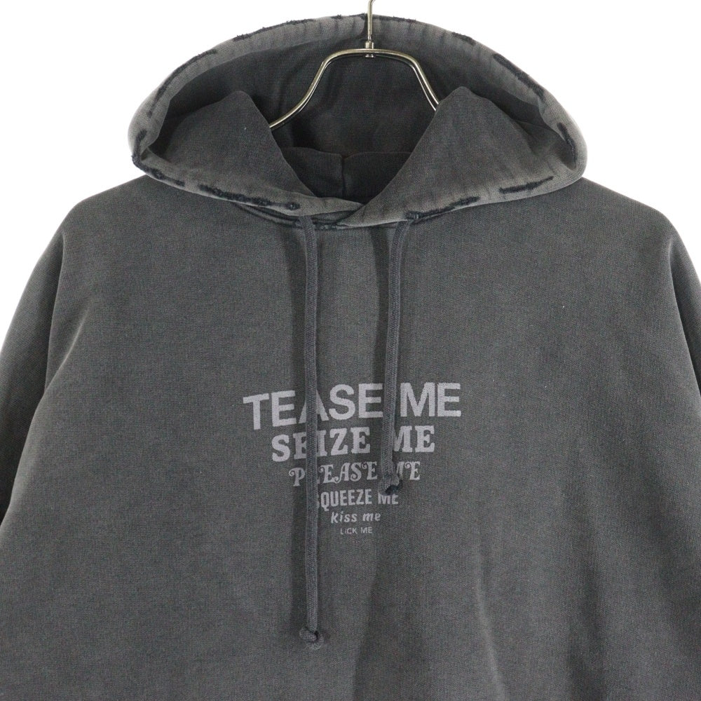 VETEMENTS(ヴェトモン) TEASE ME FADED HOODIE フロント プリント オーバーサイズ スウェットプルオーバーパーカー グレー
