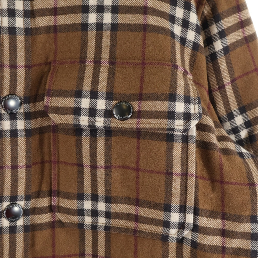 BURBERRY(バーバリー) 22AW CALMORE Checked Shirt Jacket ボタンダウン ボア チェックシャツ ジャケット ブラウン 8057372