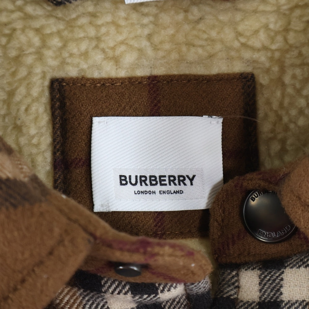 BURBERRY(バーバリー) 22AW CALMORE Checked Shirt Jacket ボタンダウン ボア チェックシャツ ジャケット ブラウン 8057372