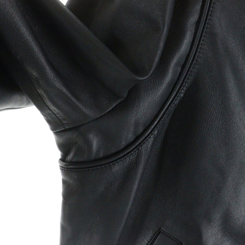DSQUARED2(ディースクエアード) 20AW ラムレザー ボタンダウン ボンバージャケット ブラック S74AM1096 SY1491