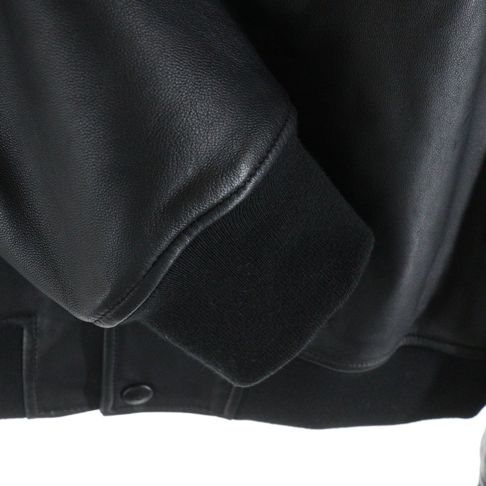 DSQUARED2(ディースクエアード) 20AW ラムレザー ボタンダウン ボンバージャケット ブラック S74AM1096 SY1491