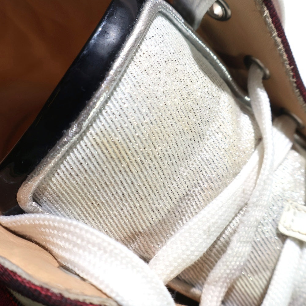 CHRISTIAN LOUBOUTIN(クリスチャンルブタン) パテント スエード切り替え ハイカットスニーカー ホワイト/レッド/ネイビー