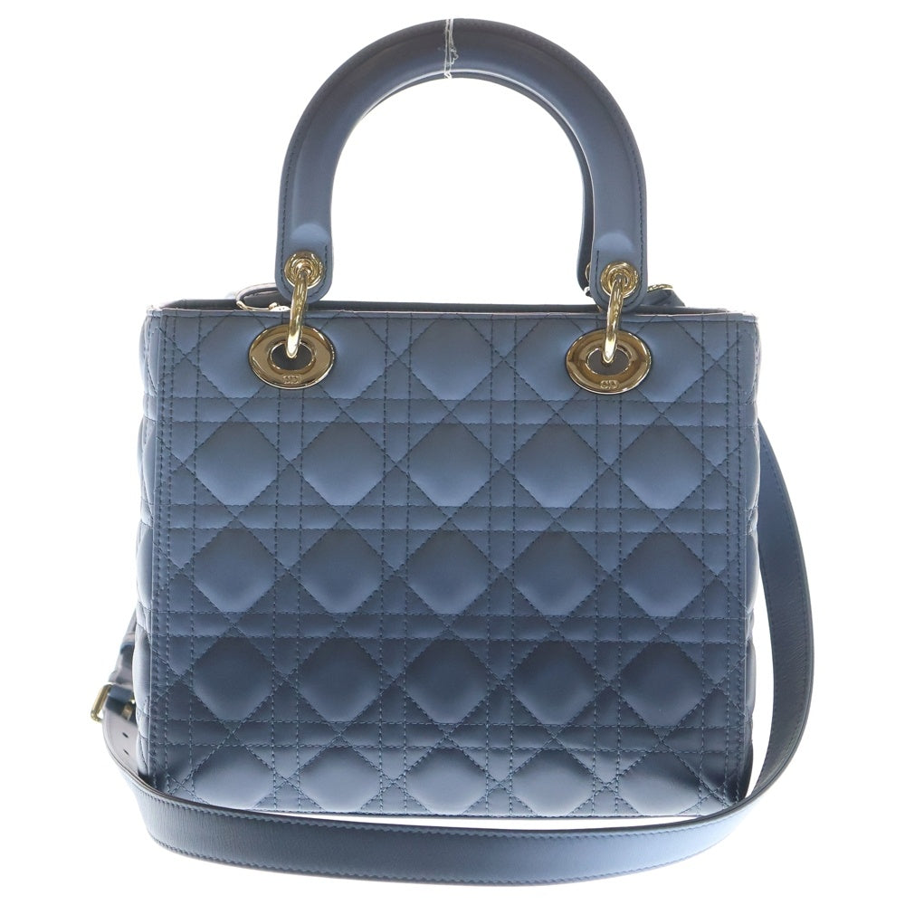 Christian Dior(クリスチャンディオール) レディディオール ミディアム マクロカナージュ レザー ショルダーハンドバッグ ブルー レディース