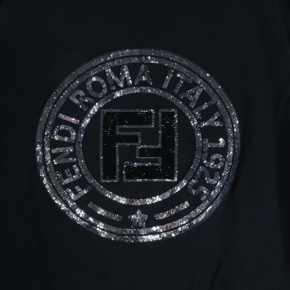 FENDI(フェンディ) Sequins Logo Tee ズッカ柄 スパンコール 半袖Tシャツ ブラック FY0895