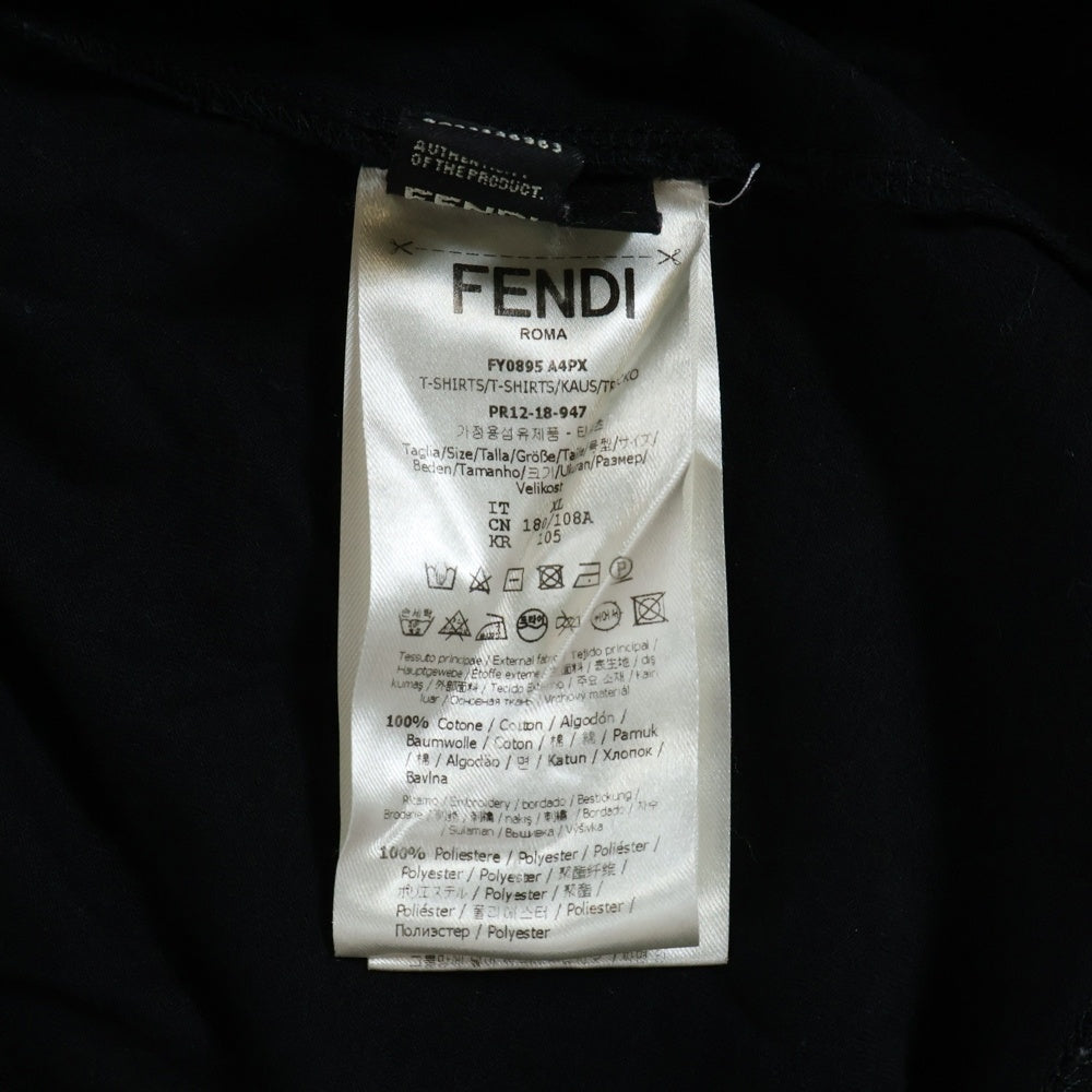 FENDI(フェンディ) Sequins Logo Tee ズッカ柄 スパンコール 半袖Tシャツ ブラック FY0895
