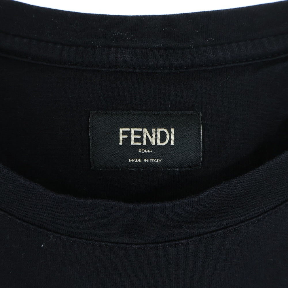 FENDI(フェンディ) ×Karl Lagerfeld Karlito Rhinestone Tee カリート ラガーフェルド ストーン ロゴ 半袖Tシャツ ブラック FY0626