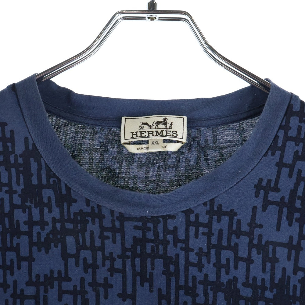 HERMES(エルメス) H総柄 半袖Tシャツ ネイビー