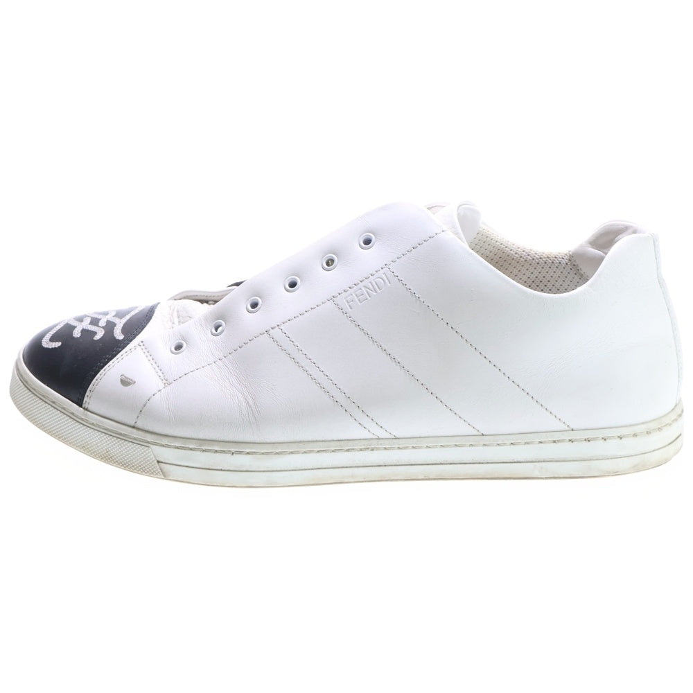 FENDI(フェンディ) ズッカ クロスバンド レザーローカットスニーカーシューズ ホワイト 7E1266