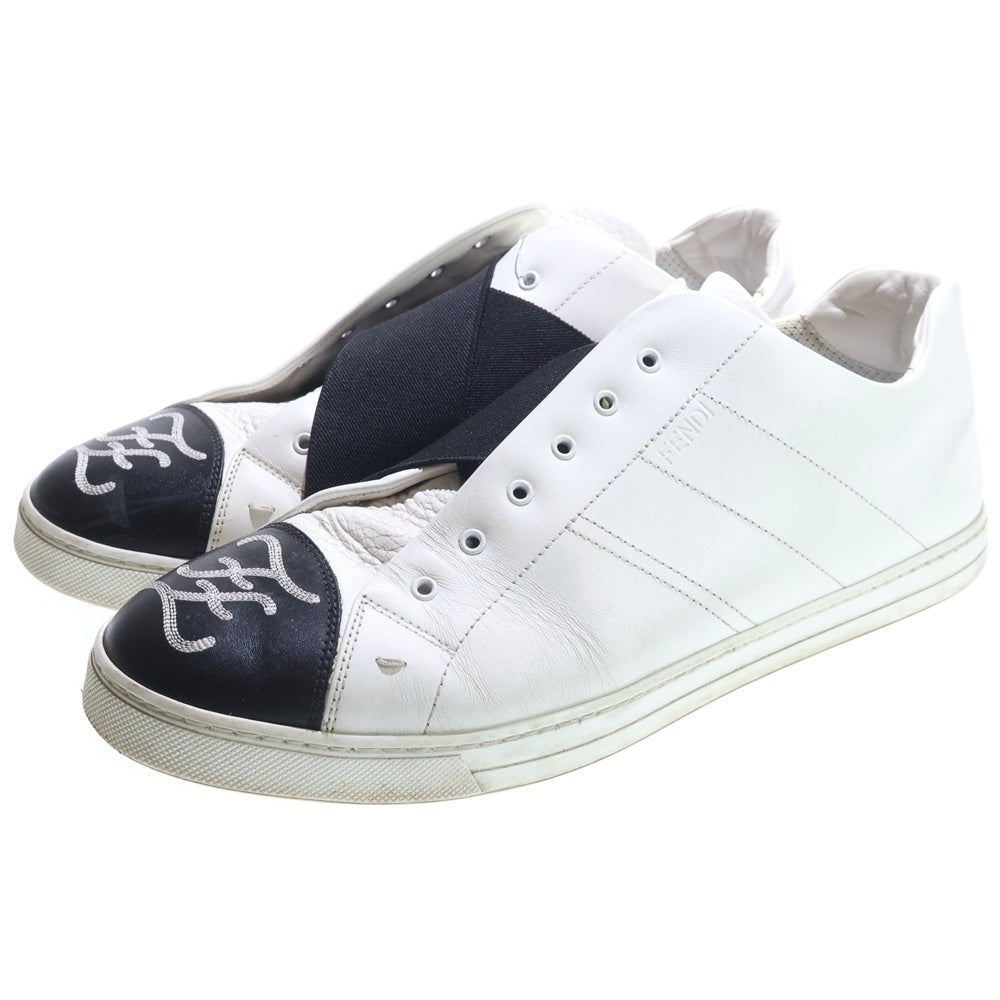FENDI(フェンディ) ズッカ クロスバンド レザーローカットスニーカーシューズ ホワイト 7E1266
