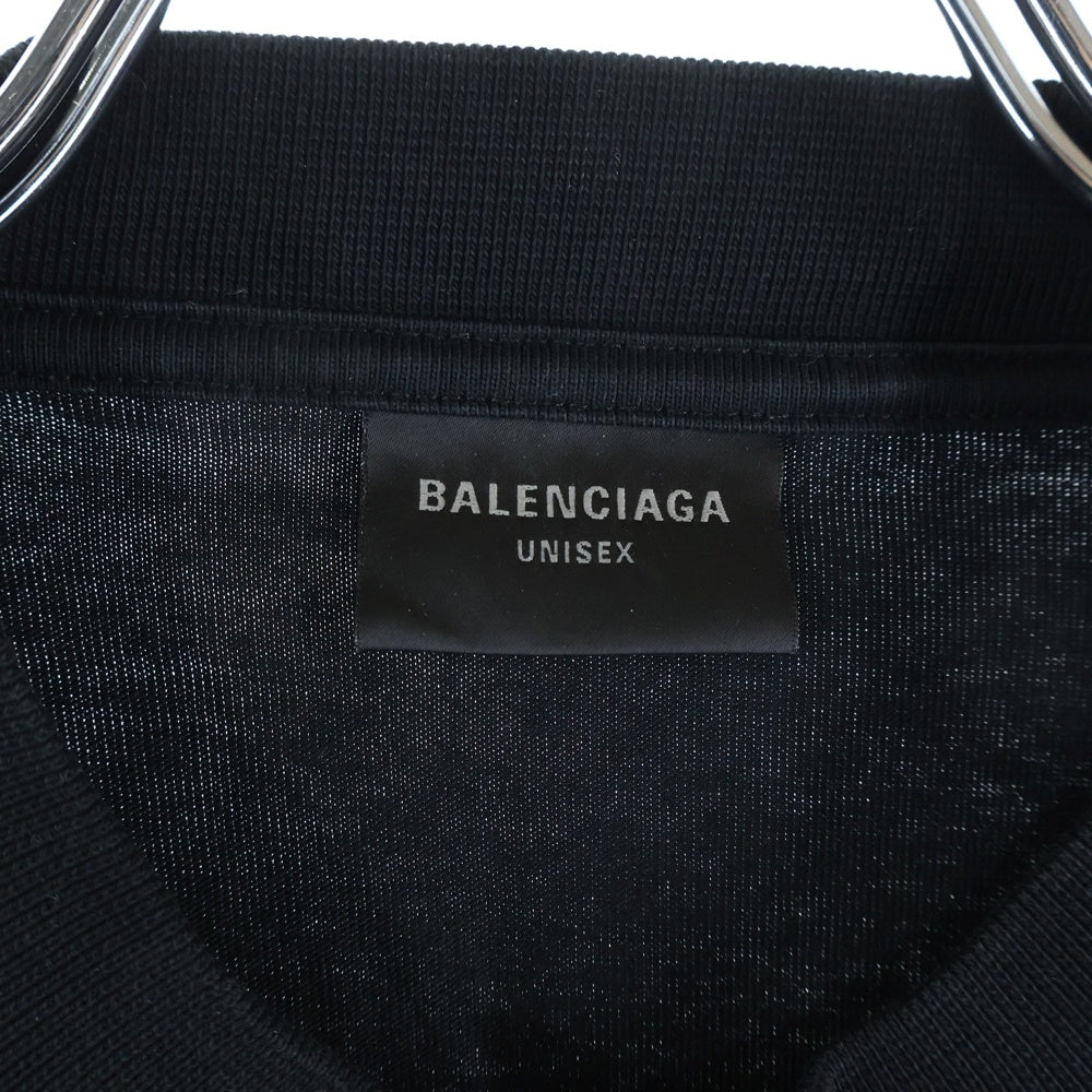 BALENCIAGA(バレンシアガ) BBロゴ デストロイ加工 半袖Tシャツ カットソー ブラック 739028 TOVN8