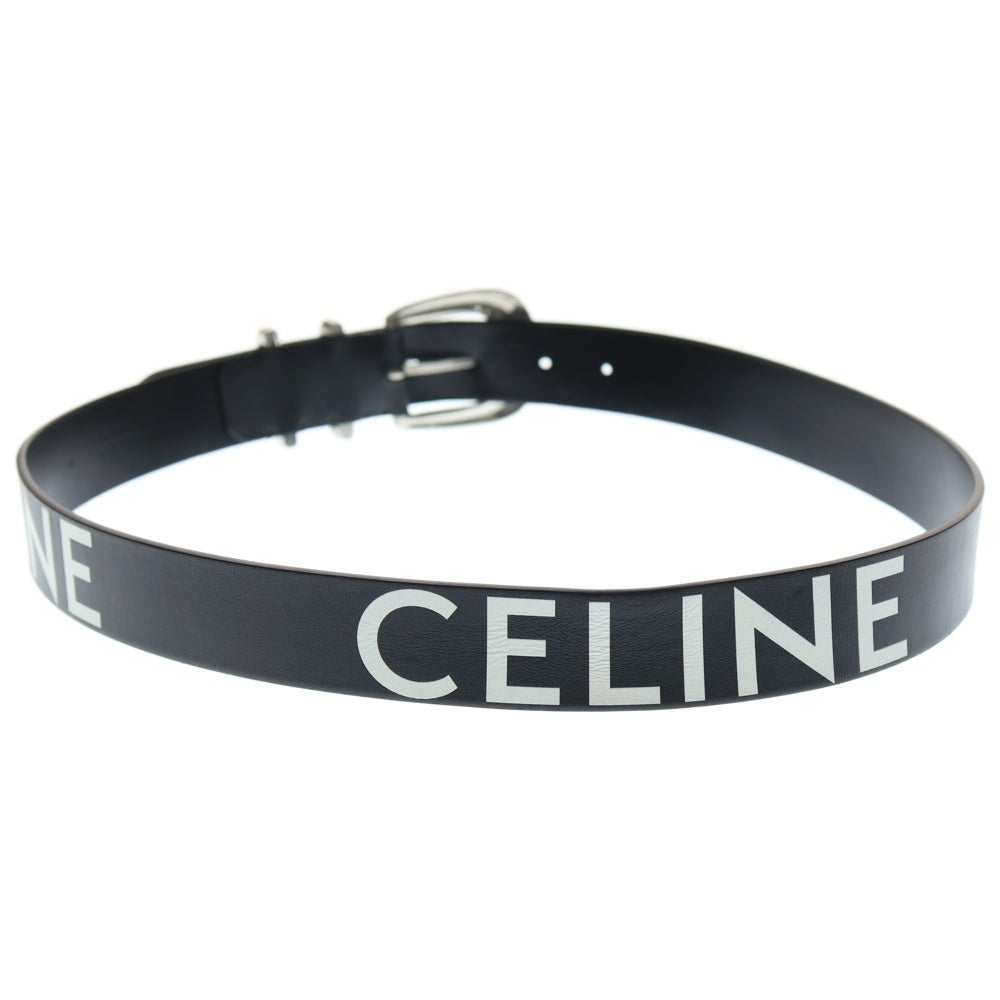 CELINE(セリーヌ) ロゴプリント レザー ウエスタン ベルト ブラック S-NE-0212