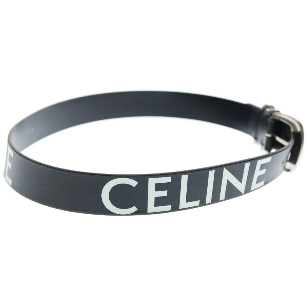 CELINE(セリーヌ) ロゴプリント レザー ウエスタン ベルト ブラック S-NE-0212