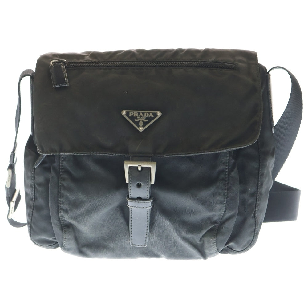 PRADA(プラダ) 三角ロゴプレート ナイロン ショルダーバッグ ブラック