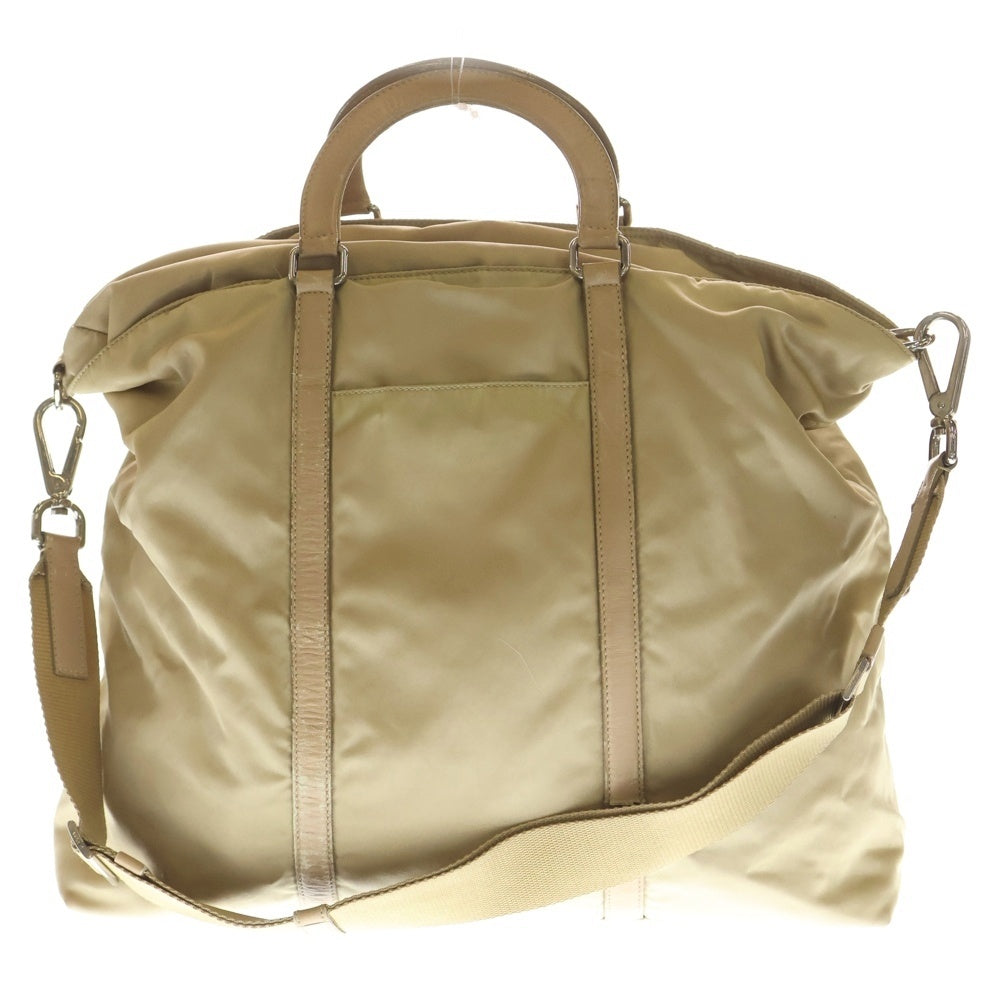 PRADA(プラダ) 三角ロゴプレート ナイロン 2WAY ショルダー ハンドバッグ ベージュ BR2310 レディース