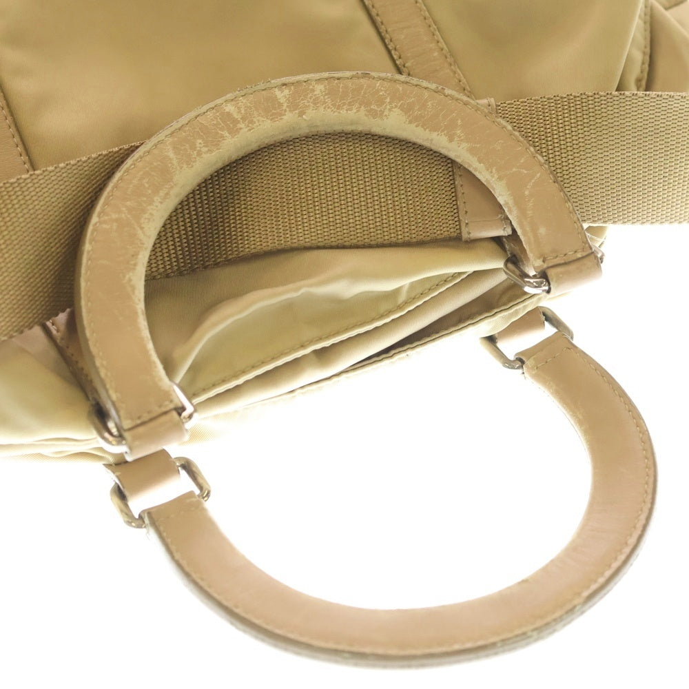 PRADA(プラダ) 三角ロゴプレート ナイロン 2WAY ショルダー ハンドバッグ ベージュ BR2310 レディース