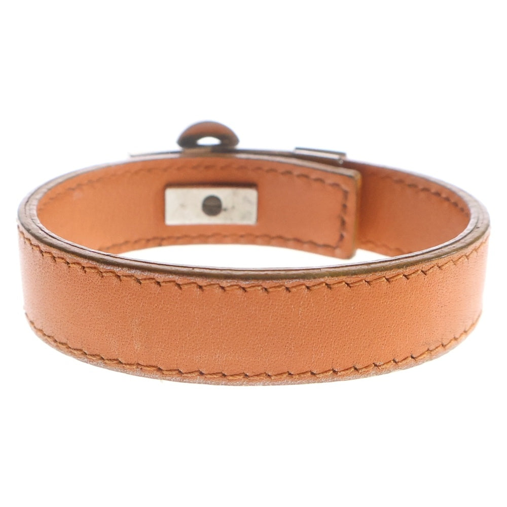 Salvatore Ferragamo(サルヴァトーレ フェラガモ) ガンチーニ シルバー金具 レザーブレスレット オレンジ レディース