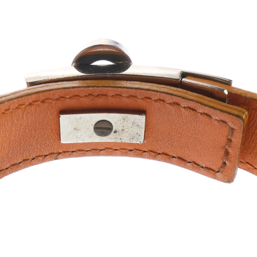 Salvatore Ferragamo(サルヴァトーレ フェラガモ) ガンチーニ シルバー金具 レザーブレスレット オレンジ レディース