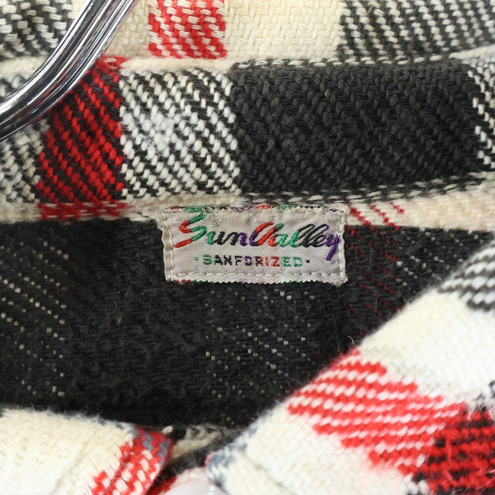 VINTAGE(ヴィンテージ) 40S SUN VALLEY PLAID FLANNEL SHIRT サンバレー マチ付き フランネルチェック 長袖シャツ ホワイト/レッド/ブラック