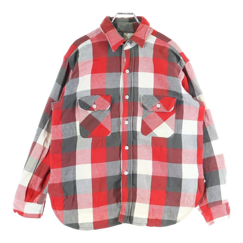 VINTAGE(ヴィンテージ) 50-60S VINTAGE MOHAWK PLAID FLANNEL SHIRT マチ付き チェック 長袖シャツ レッド/ホワイト