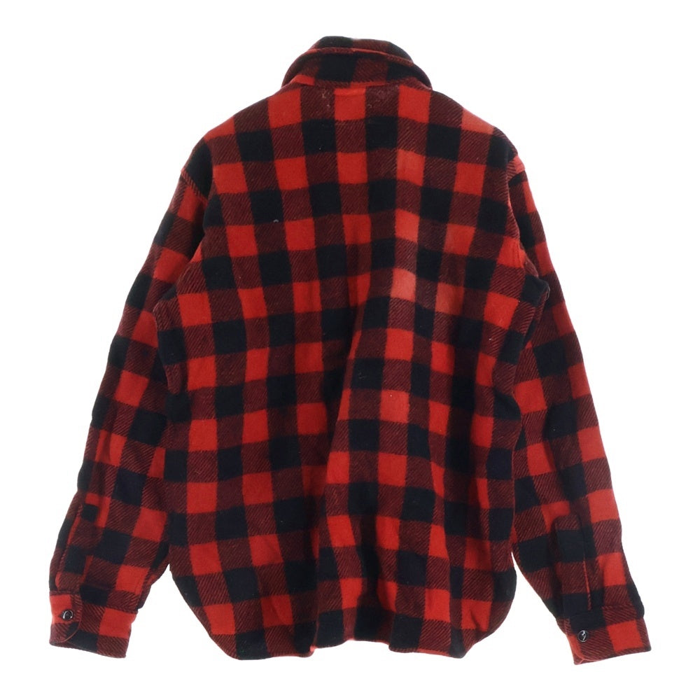 VINTAGE(ヴィンテージ) 50S WOODSMAN PLAID FLANNEL ZIP SHIRT ウッズマン マチ付き ハーフジップ チェック プルオーバー 長袖シャツ レッド