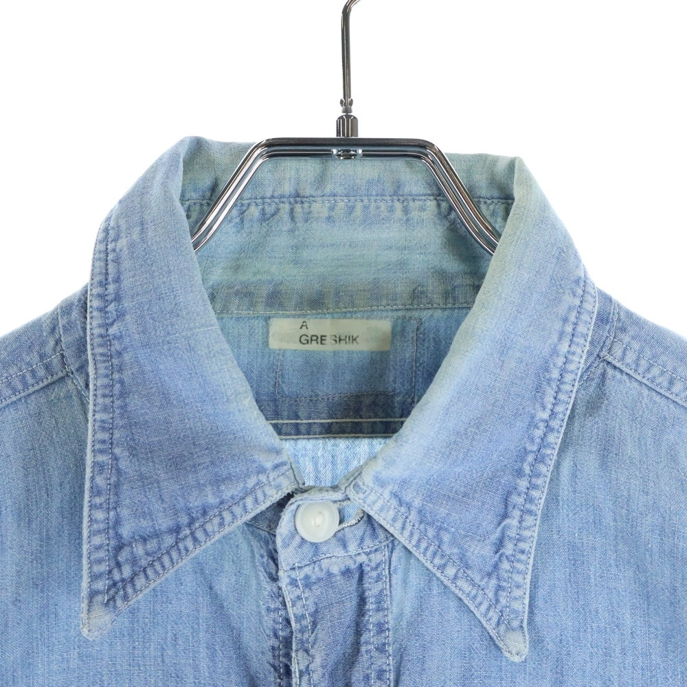 VINTAGE(ヴィンテージ) 50-60S VINTAGE シャンブレー マチ付き 長袖シャツ インディゴ