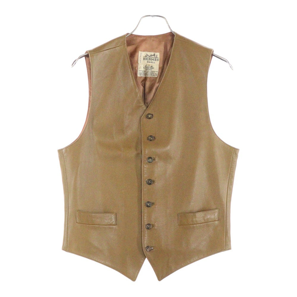 HERMES(エルメス) VINTAGE 7B ラムレザー ベスト ブラウン