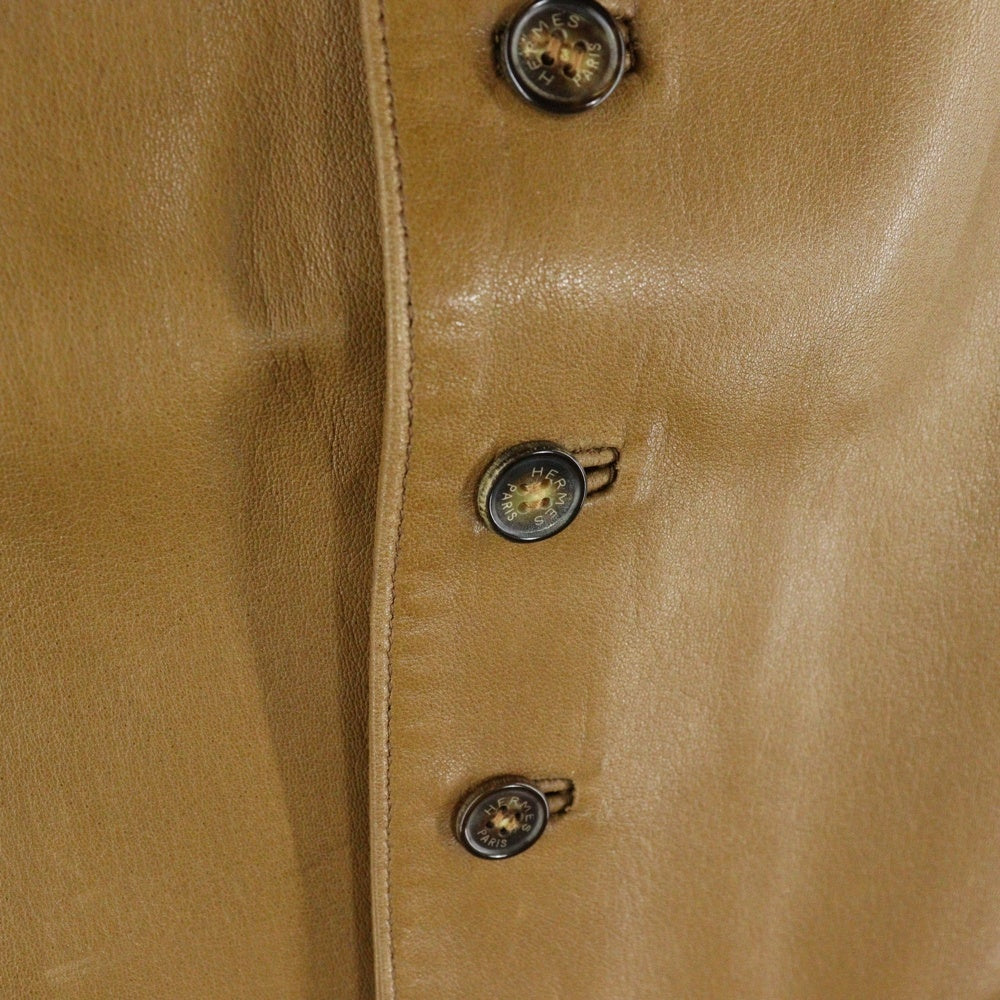 HERMES(エルメス) VINTAGE 7B ラムレザー ベスト ブラウン