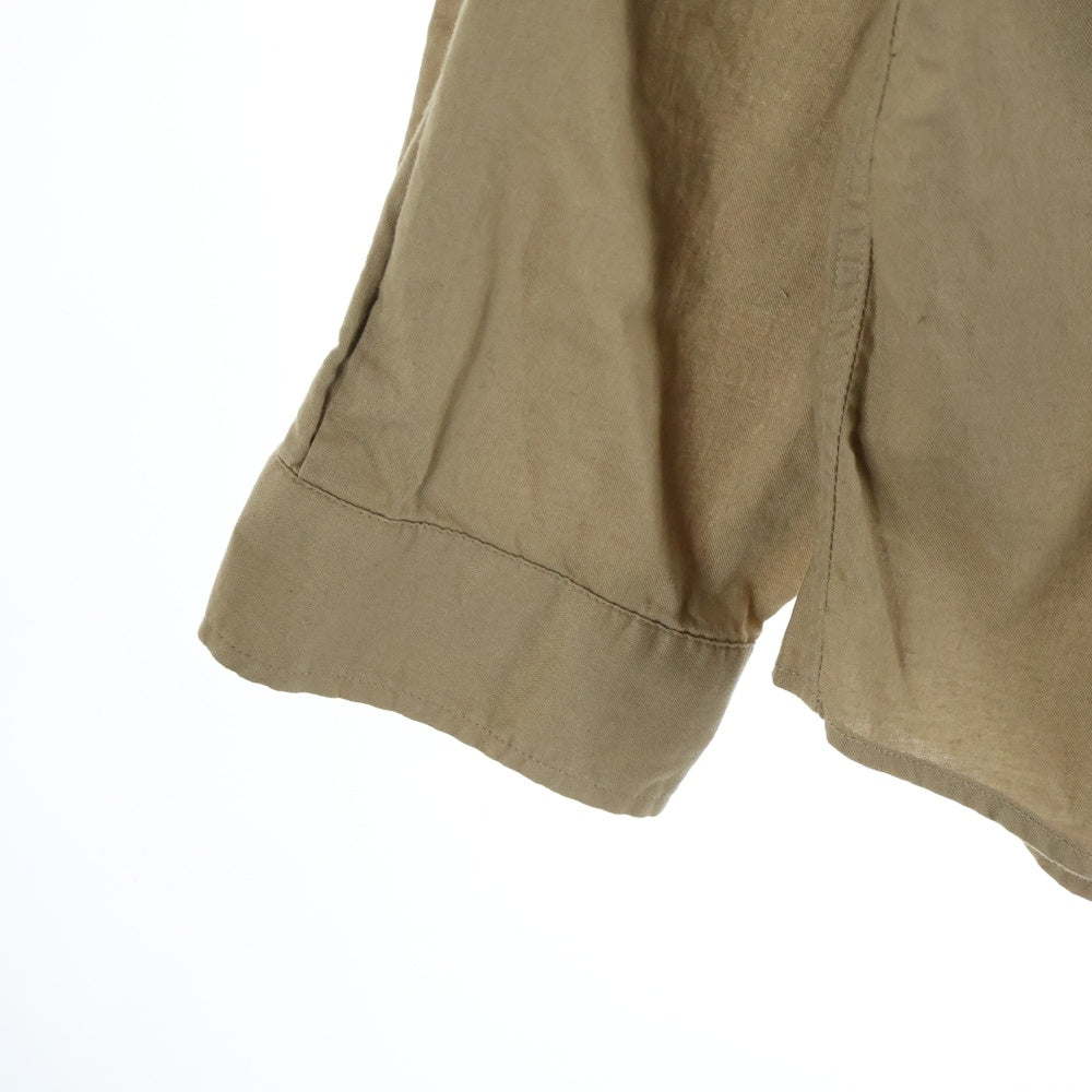 TENDERLOIN(テンダーロイン) 20SS STAND SHT L/S SOLID コットン バックロゴ刺繍 バンドカラー 長袖シャツ ベージュ