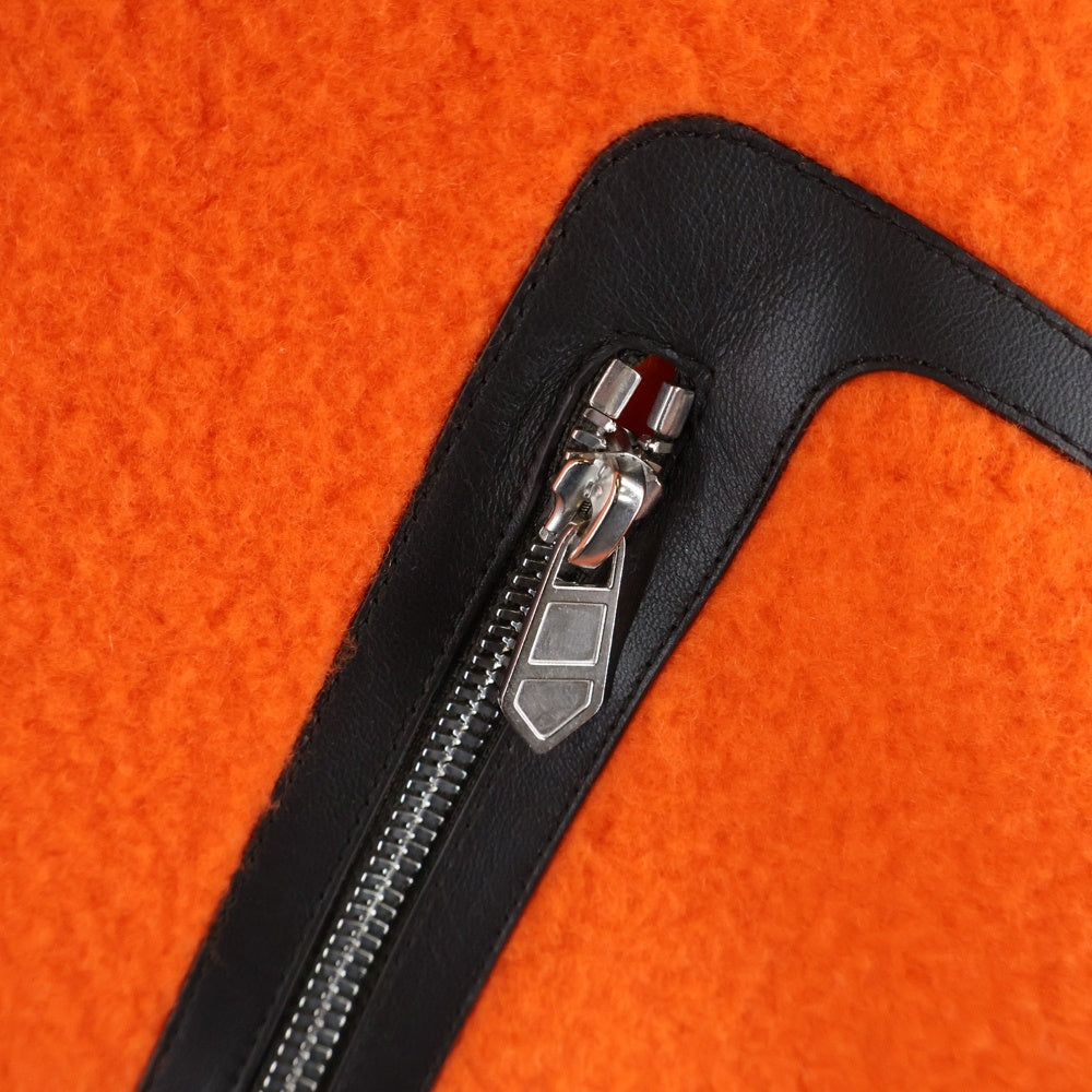 HERMES(エルメス) 22AW カシミヤ レザーパッチ スウェット トレーナー オレンジ