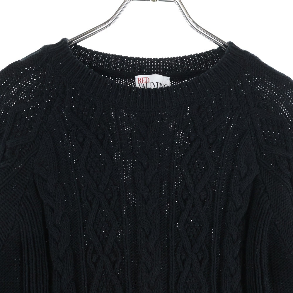 RED VALENTINO(レッド ヴァレンティノ) コットン ニット 長袖セーター ブラック/マルチ TR0KCC70523 レディース