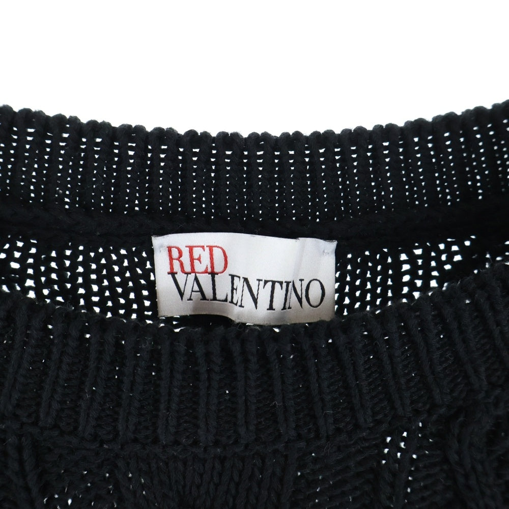 RED VALENTINO(レッド ヴァレンティノ) コットン ニット 長袖セーター ブラック/マルチ TR0KCC70523 レディース