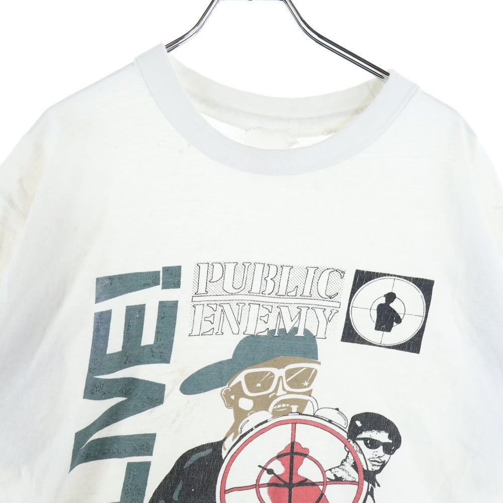 VINTAGE(ヴィンテージ) 90S VINTAGE PUBLIC ENEMY ヴィンテージ パブリックエネミー プリントクルーネック半袖Tシャツカットソー ホワイト