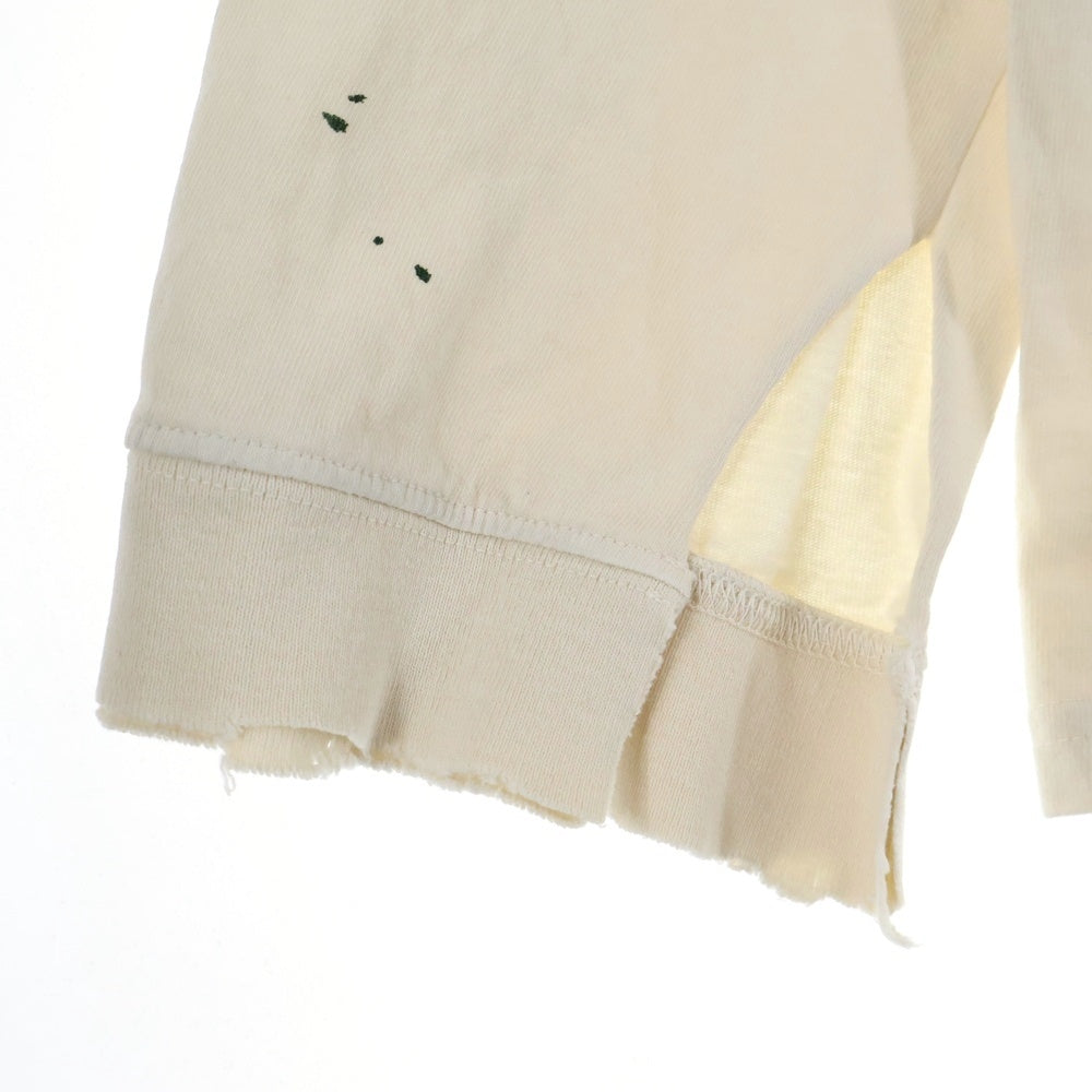 Maison Martin Margiela(メゾンマルタンマルジェラ) ヴィンテージ加工ラウンドネック ロングスリーブ長袖Tシャツカットソーアイボリー S50GC0696 S24567
